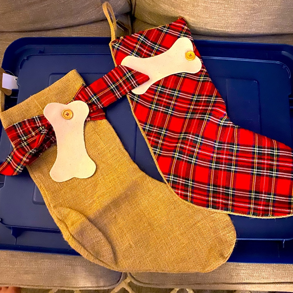 Pair of dog Christmas stockings